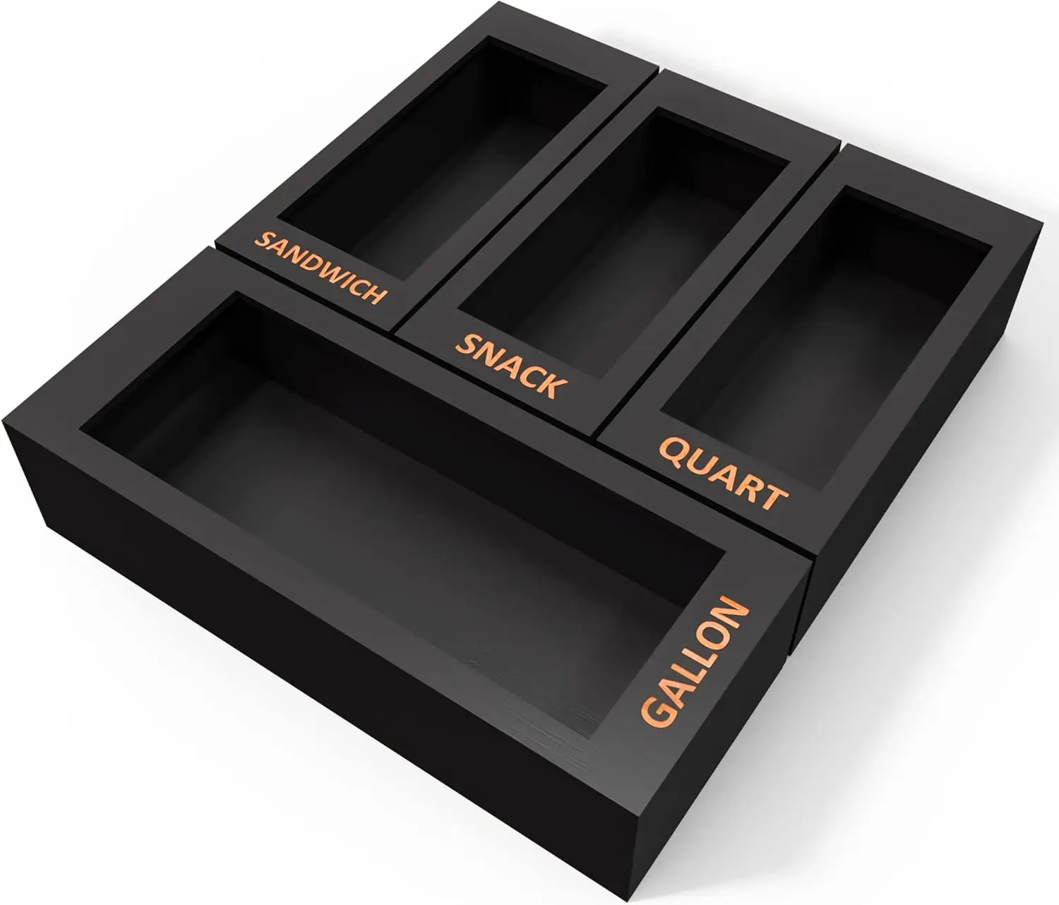 

Бамбуковый органайзер для кухонных ящиков для сумок для хранения продуктов, черный, с 4 отделениями, подходит для всех брендов