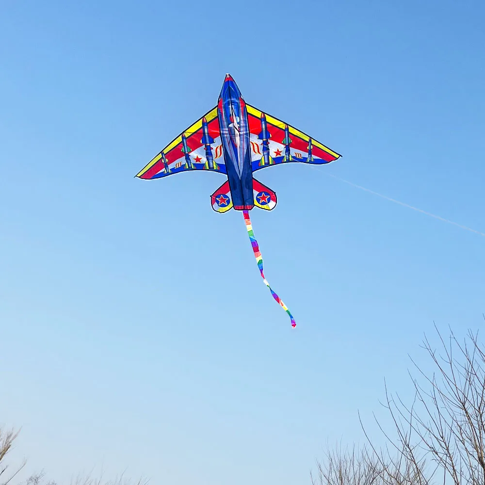 Cometa/cometas de avión de 63 pulgadas con asa y línea para niños, deportes divertidos al aire libre, buen vuelo, novedad