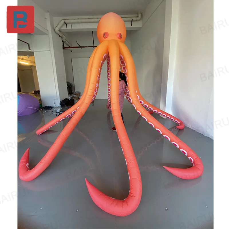 Inflatable octopus, hand-held octopus, with blower, animal air model, outdoor activity parade prop