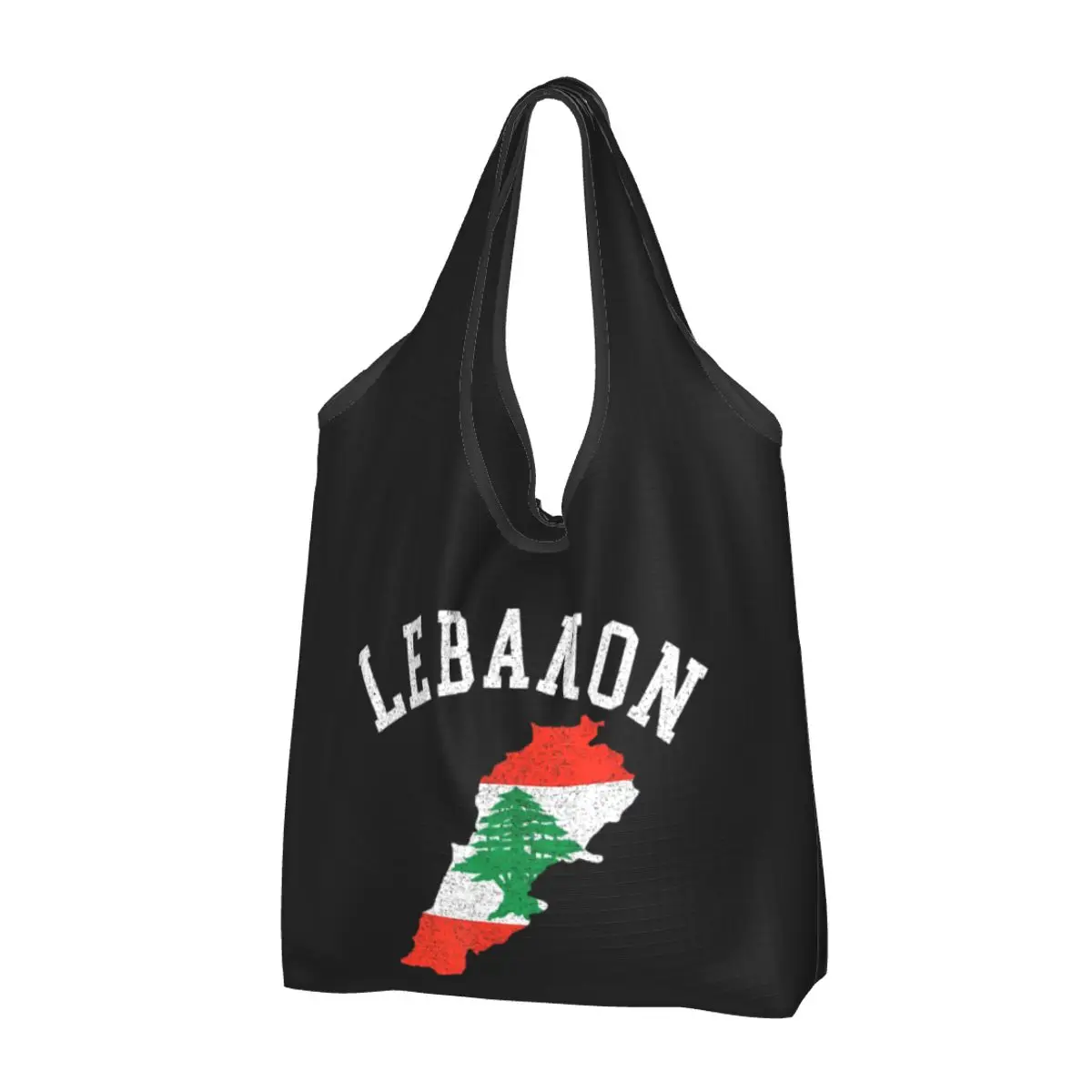 Patriotic Lebanon Flag Shopping Bag Reusable Grocery Tote Bags Large Capacity Recycling Bags Washable Handbag