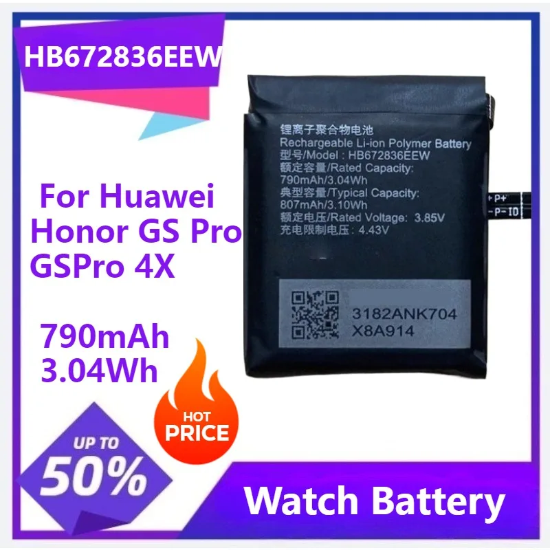 

HB672836EEW For Huawei Honor GS Pro GSPro 4X GLL-AL01 GLL-AL09 NIK-AL00 ASN-AL10 New Watch Replacement Batteries 790mAh 3.04Wh