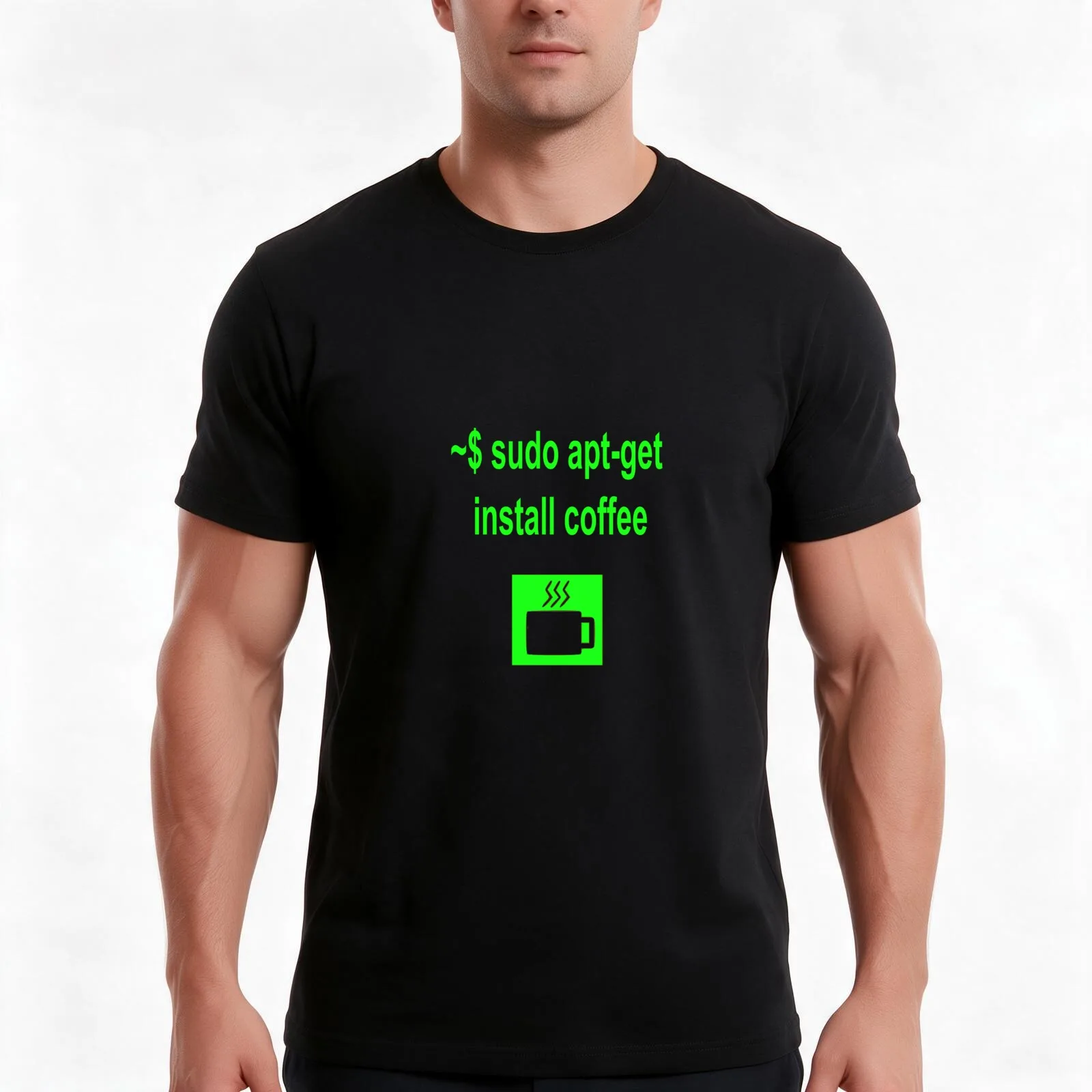 Linux sudo apt-get install coffee T-Shirt, Summer Casual Cotton Tee, Oversized Streetwear Tops, Vintage Graphic Print