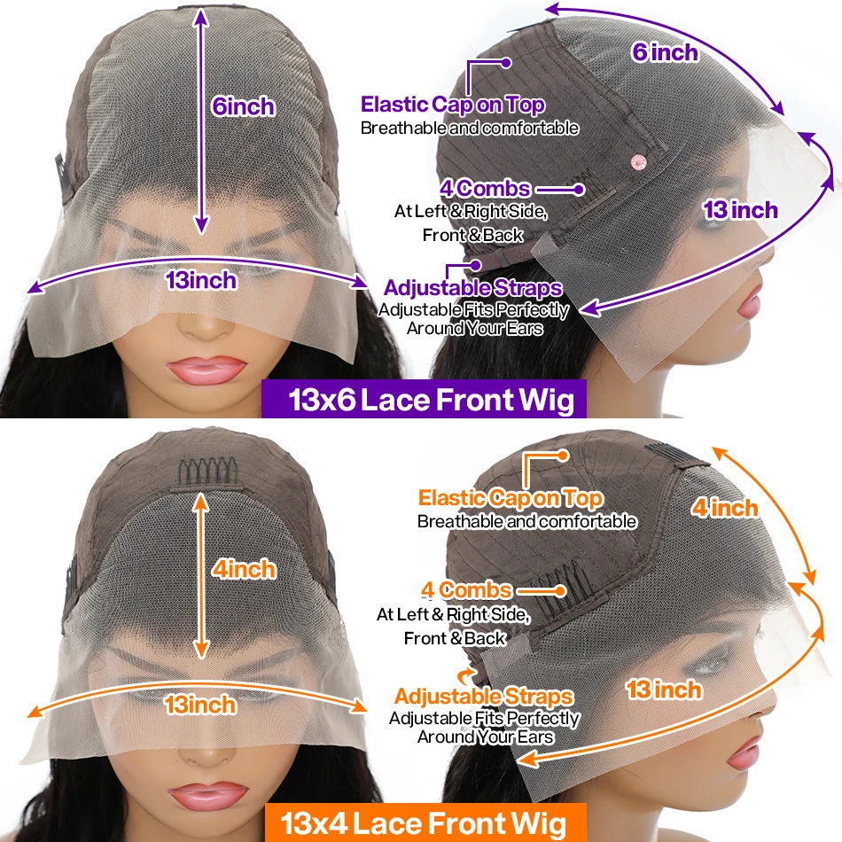 180% 금발 다크 브라운, 블랙 하이라이트, 본 스트레이트 인모 가발, 13x6, 13x4 레이스 정면 가발, 6X4 레이스 클로저 가발