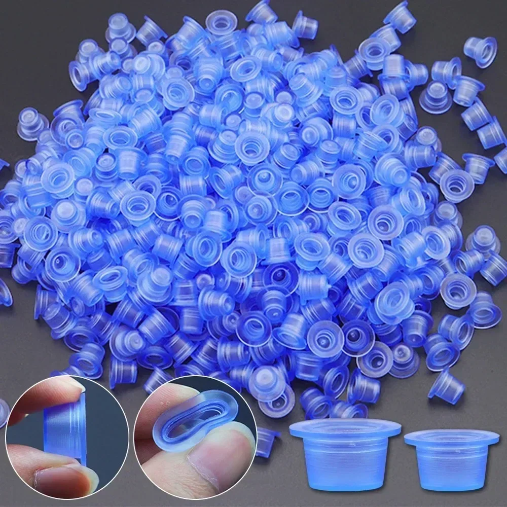 S/M/ Soft Silicone Disposable Microblading Blue Transparent Tattoo Ink Cup Permanent Makeup Accessories Container