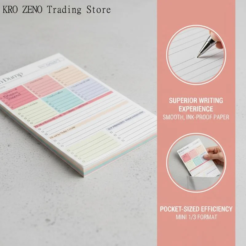 50/150 Sheets Undated Minimalist Journal Brain Dump Notebook A5 To-Do List & Task Manager For Project Planning Self-Organization