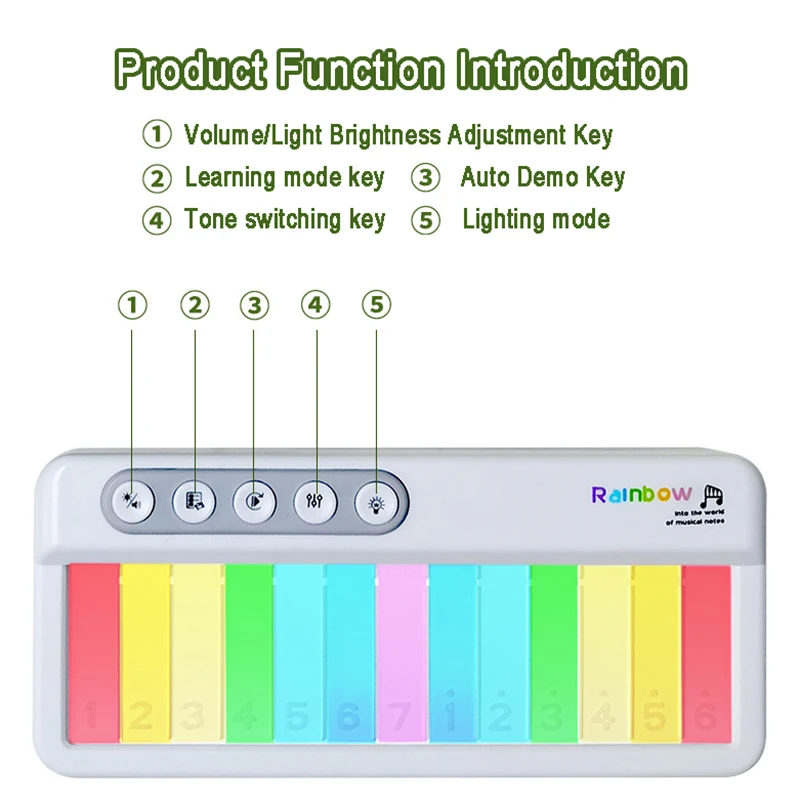 ミニポケットレインボー電子オルガンポータブルピアノモンテッソーリ楽器早期教育玩具子供のためのギフト