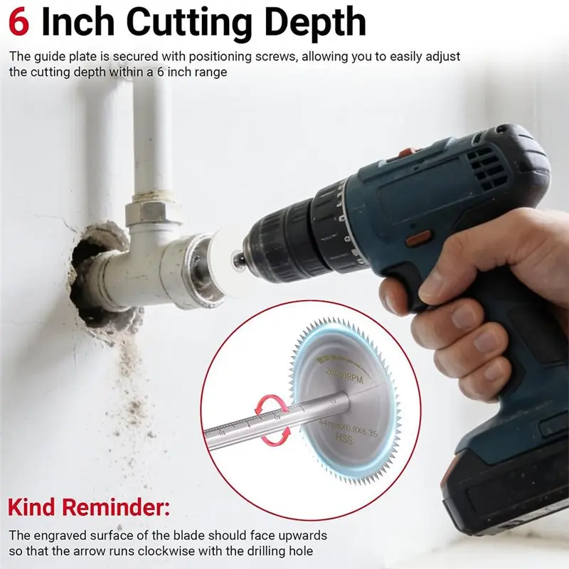 AC88 Inside Pipe Cutter for PVC Pipe 6 PCS Blades Hex Shank Internal Flush Cutting Tool for Plumbing Repair