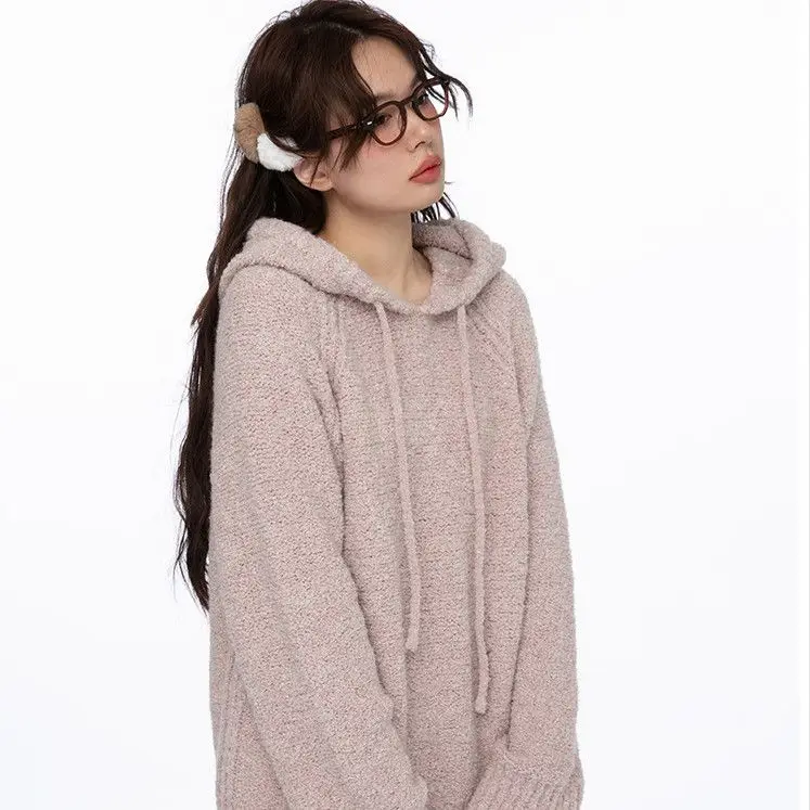 Miss Gong's Lazy Girl Convenience Store Sle معطف بقلنسوة Jaet المرأة فضفاضة الخريف الشتاء ملابس داخلية حلوة Sle طويلة S...