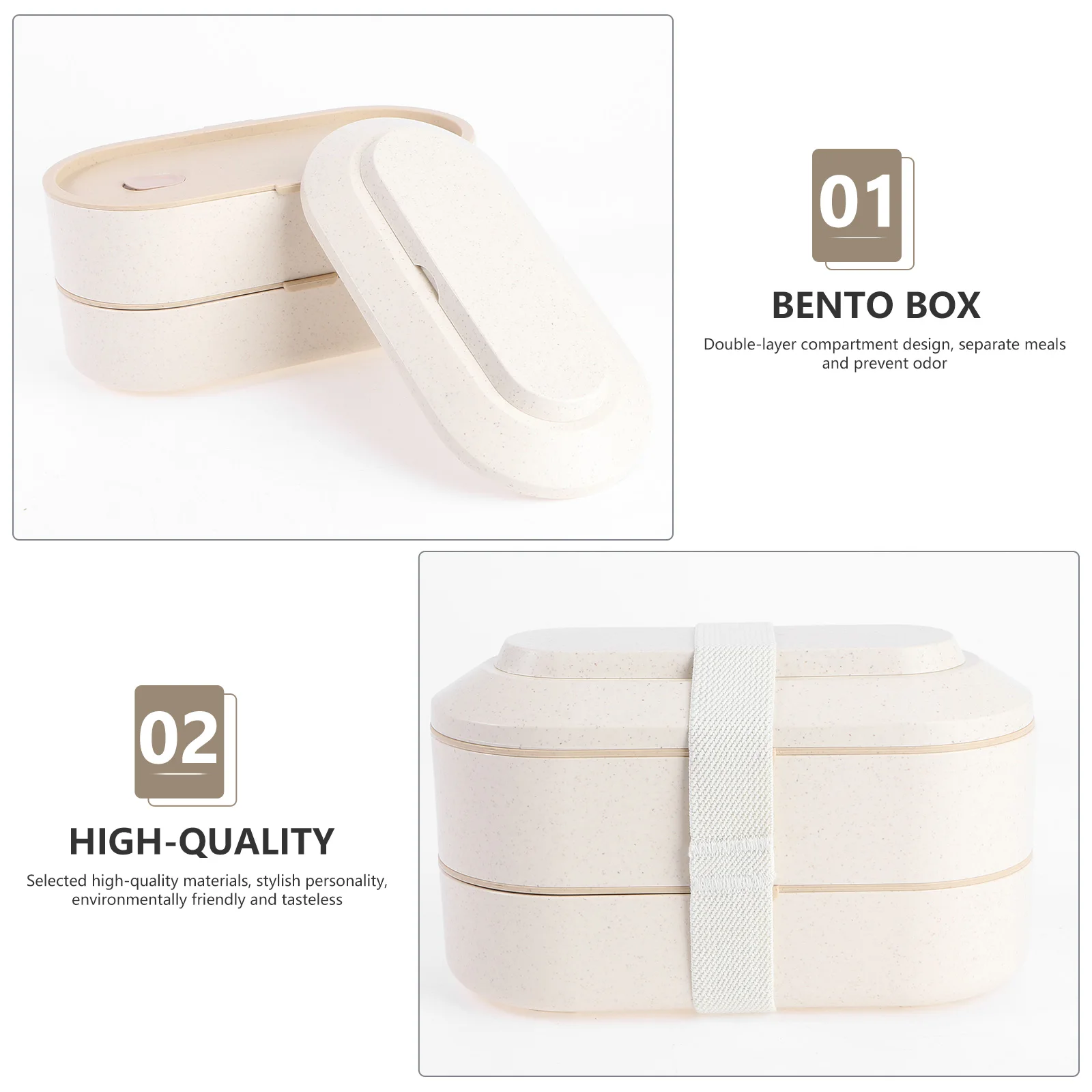 

Practical Food Bowl Beige Separated Bento Student Multipurpose Lunch Box Outdoor Picnic Box Odorless Container