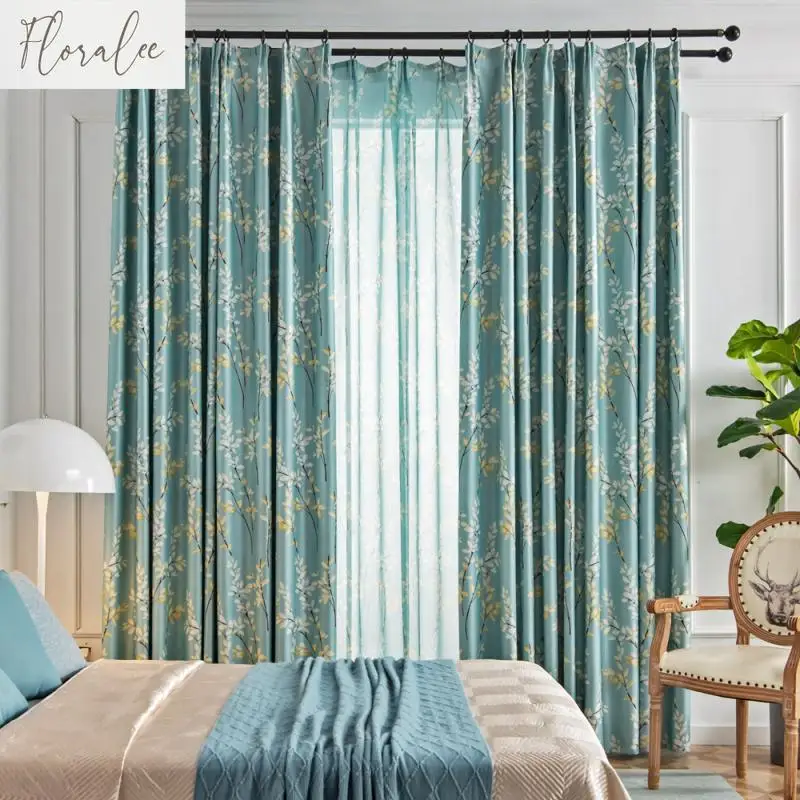 

American Country Style Full Blackout Curtains for Living Room Bedroom Dining Study Thickened Children's Room Insulation Curtains