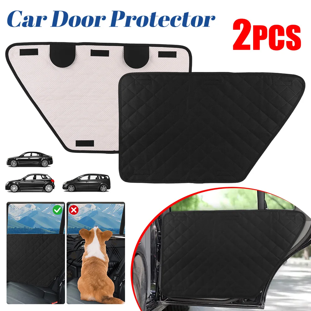 2Pcs Waterproof Anti-Scratch Car Interior Cover Dog Vehicle Door Protector Washable Car Door Protect Mats for Vehicle Door Guard