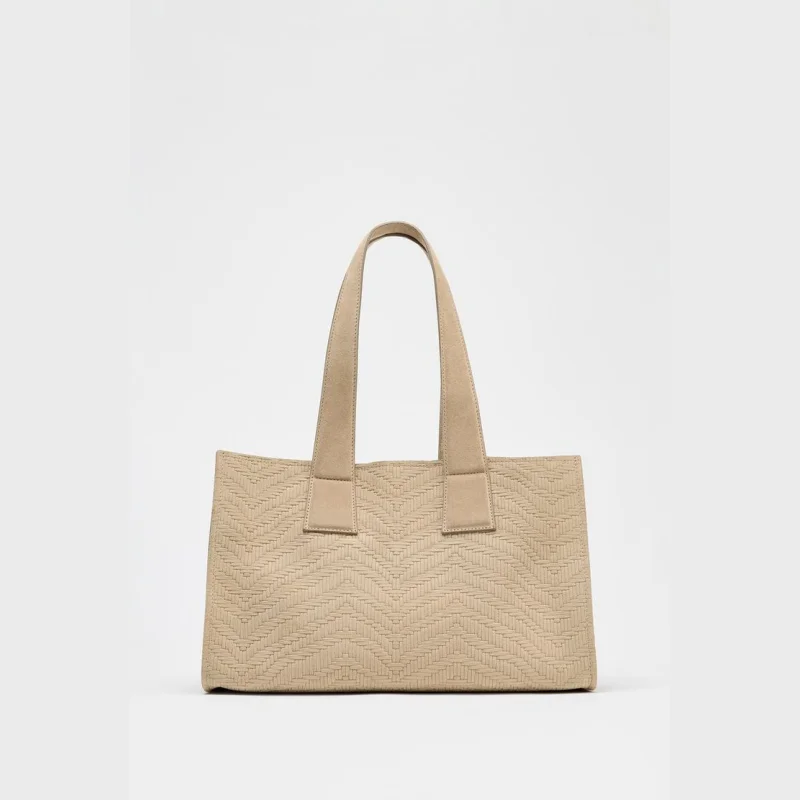 

BRAIDED SPLIT SHOPPER BAG, Fashionable Top Handle Tote Bag, Solid Color Shoulder Bag, Women's Handbags Luxury Design