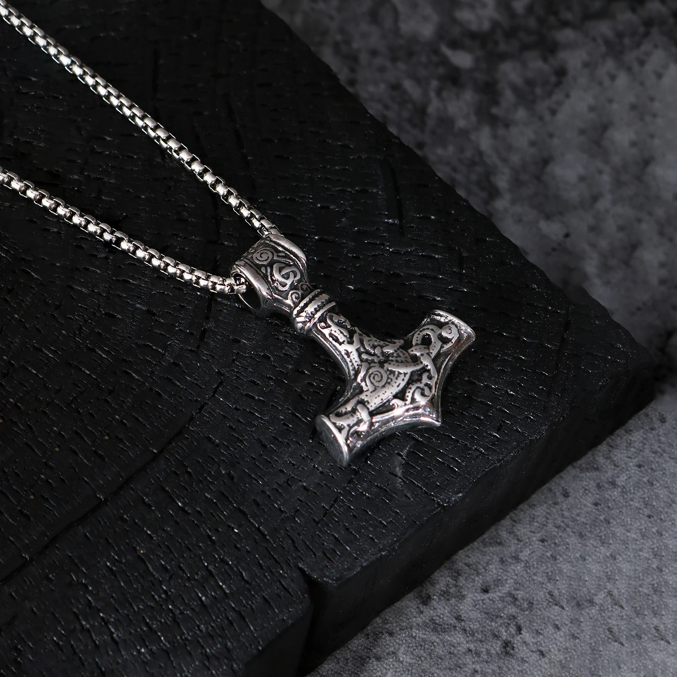 1PC Medieval Stainless Steel Viking Anchor Necklace for Men Retro Viking Hammer Necklace Man Jewelry