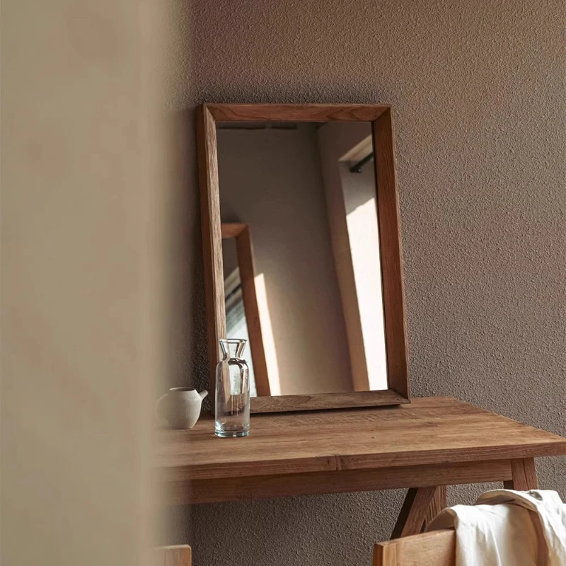 Espejo decorativo de estilo francés de madera antigua, Espejos colgantes para el salón, Espejo elegante, decoración del hogar