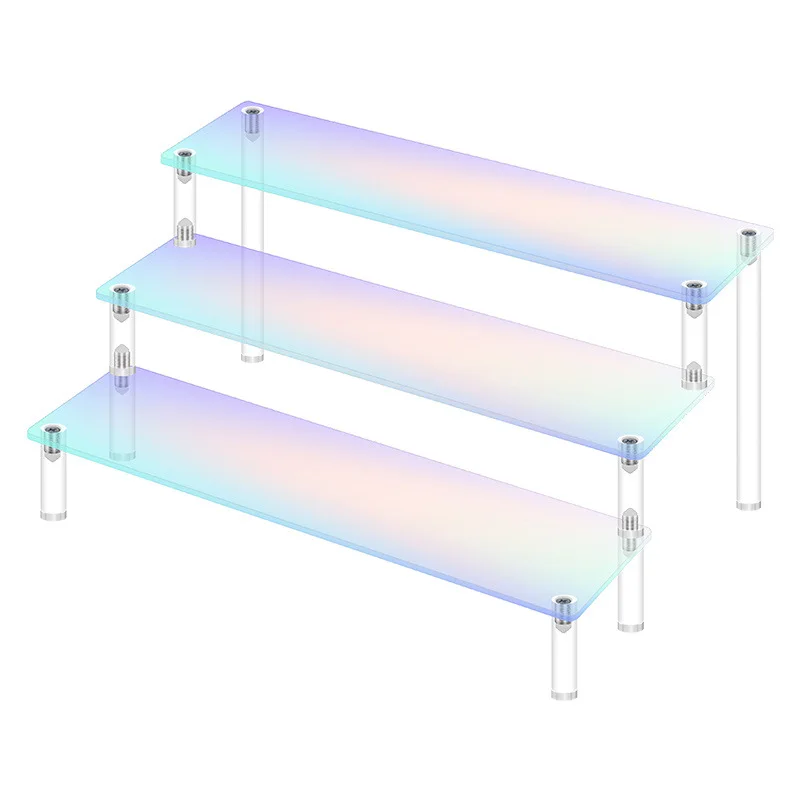 1-4 Tier Acrylic Display Stand, Clear Riser Rack for Cupcake, Perfume Doll Décor and Organizer Amiibo Funko POP Figures