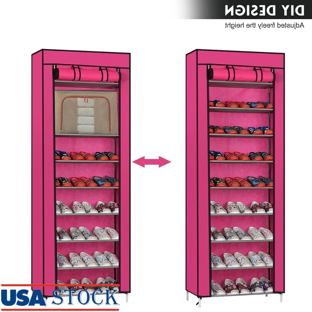 

Fashionable Space-Saving 9-Lattice Non-woven Fabric Shoe Rack Stylish Organizer Home Quick Access Rose Red Storage Solution