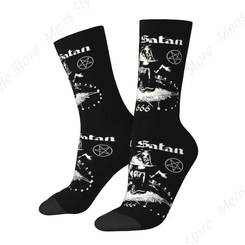 666 Men's Crew Socks Unisex Funny 3D Printing Satanic Cross Devil Dress Socks ?