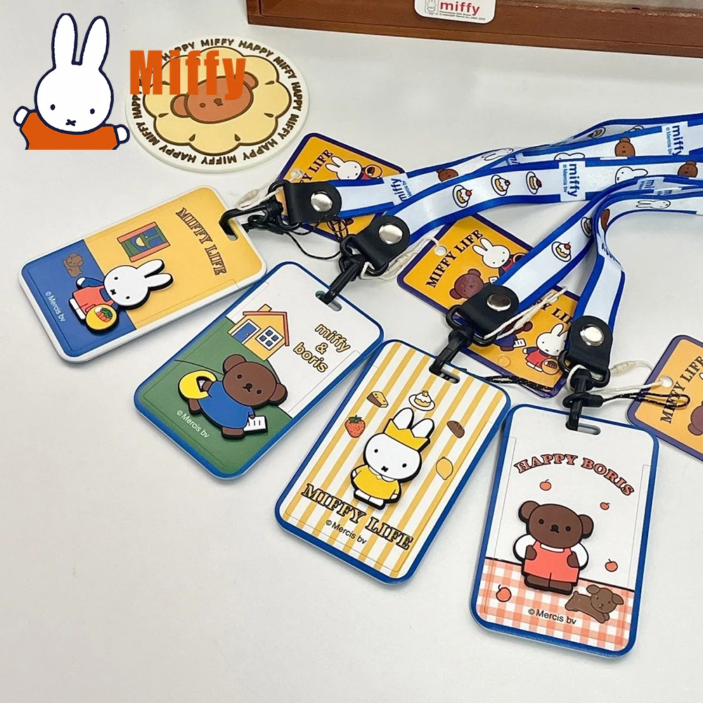 

Kawaii Miffy Boris Retractable Lanyard ID Card Holder Cute Sliding Bus Pass Badge Case Protective Student Girl Gift
