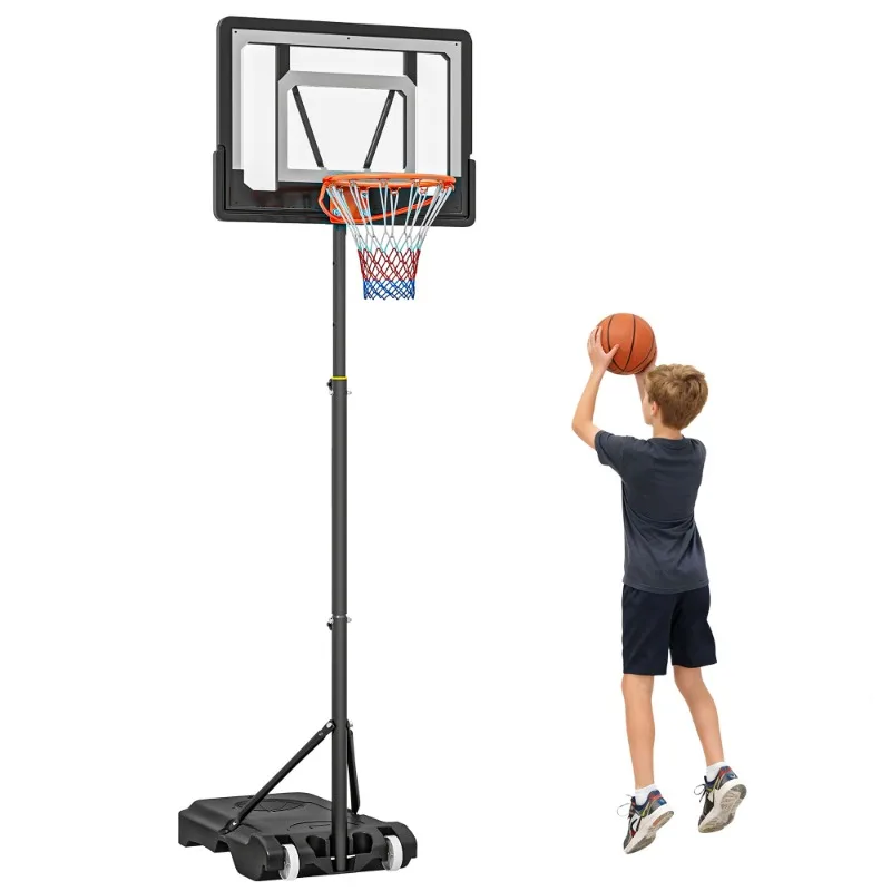 

Adjustable Portable Basketball Hoop System Stand 33 Inch Backboard Height Adjustable 5FT-7FT for Indoor And Outdoor Use