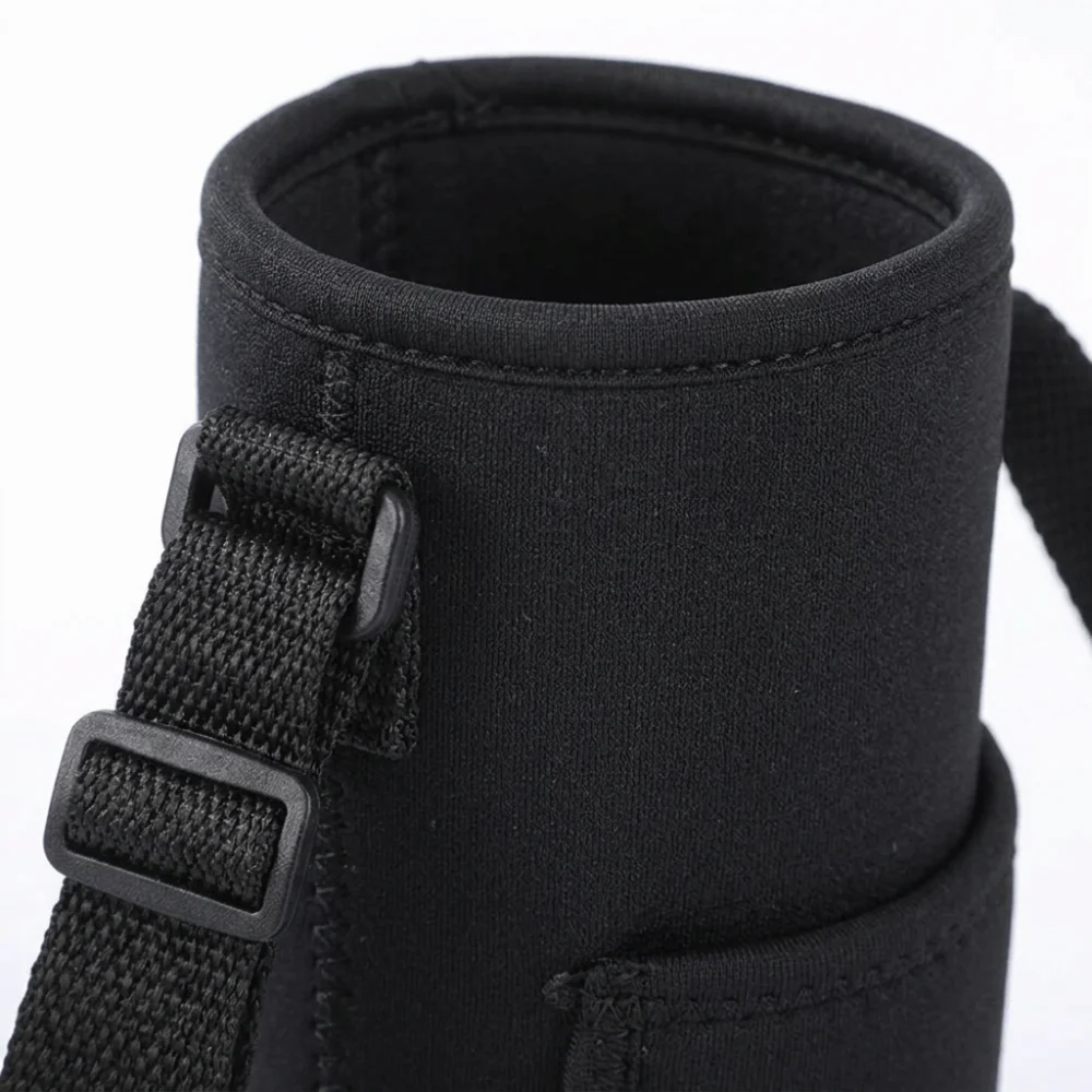 Soft Fabric Thermal Bottle Sleeve Elastic Adjustable Opening Washable Heat Insulated Holder with Carry Strap