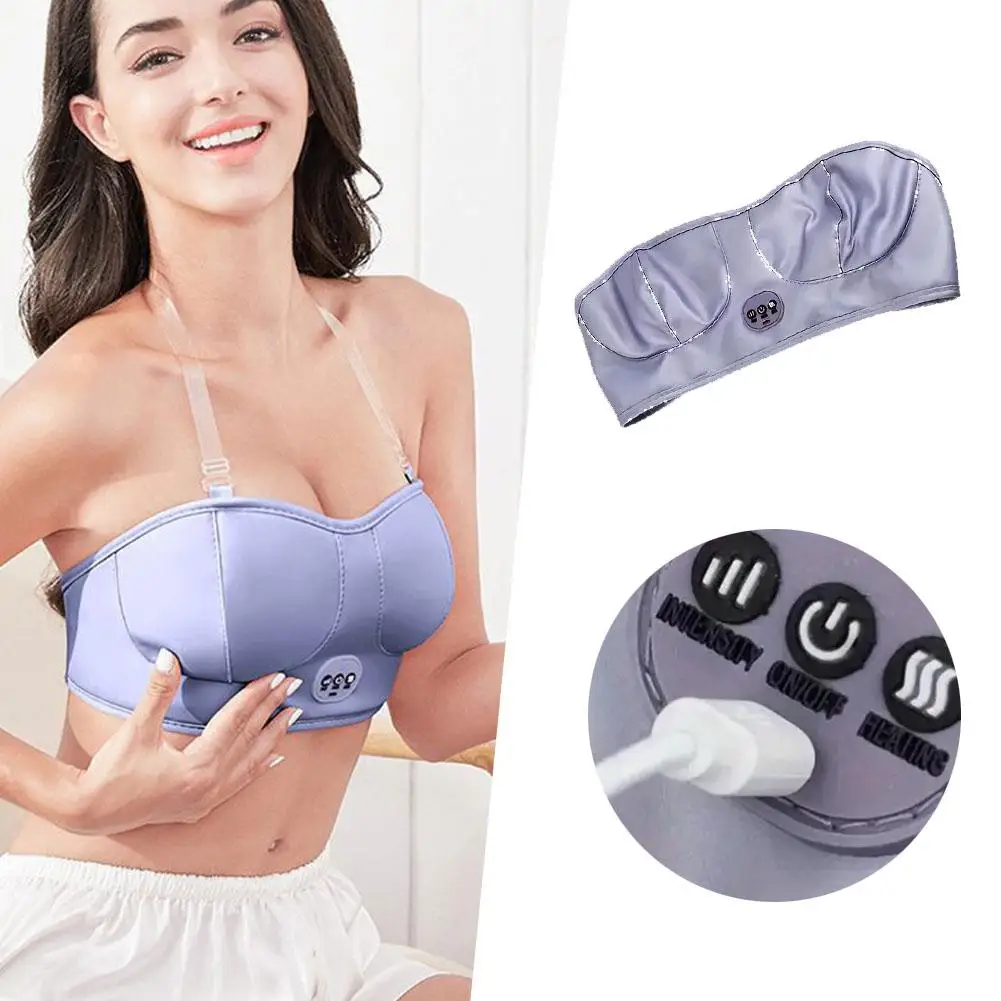 Electric Breast Massage Bra Wireless Breast Enhancement Instrument with Hot Compress Function for Breast Lift Enlarge Z8I7