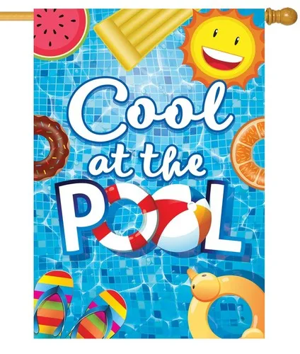 Cool at the Pool House Flag FFV LLG GGO llz