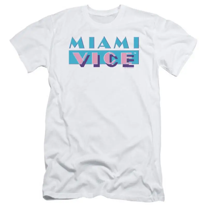 Camiseta adulta com logotipo do Miami Vice branca
