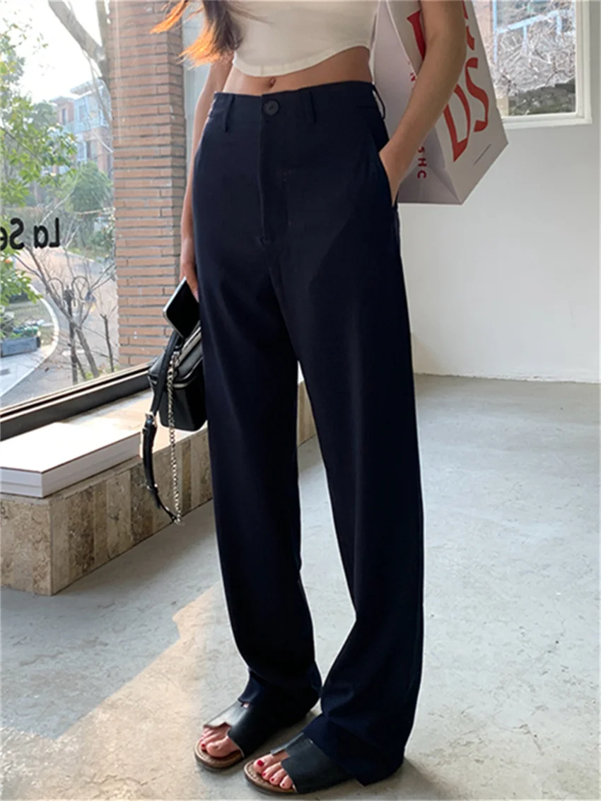 Alien Kitty 2024 Summer Loose Pants Work Wear Women Casual Straight Office Lady Slim New High Waist Mujer Solid Streetwear