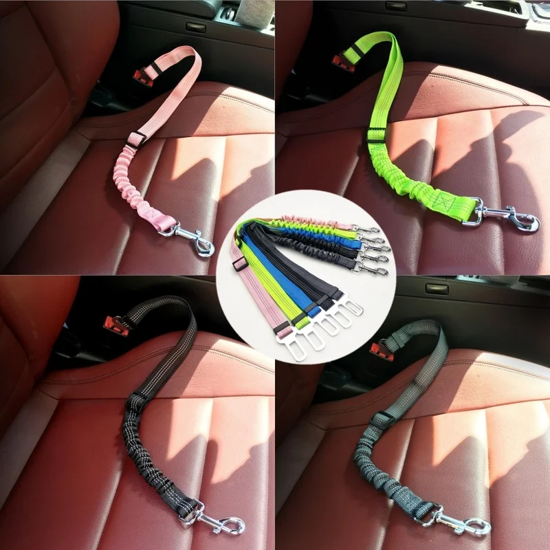 Cinturón de seguridad de coche para perros y gatos, arnés ajustable, correa de plomo para perros pequeños y medianos, Clip de viaje, suministros para mascotas