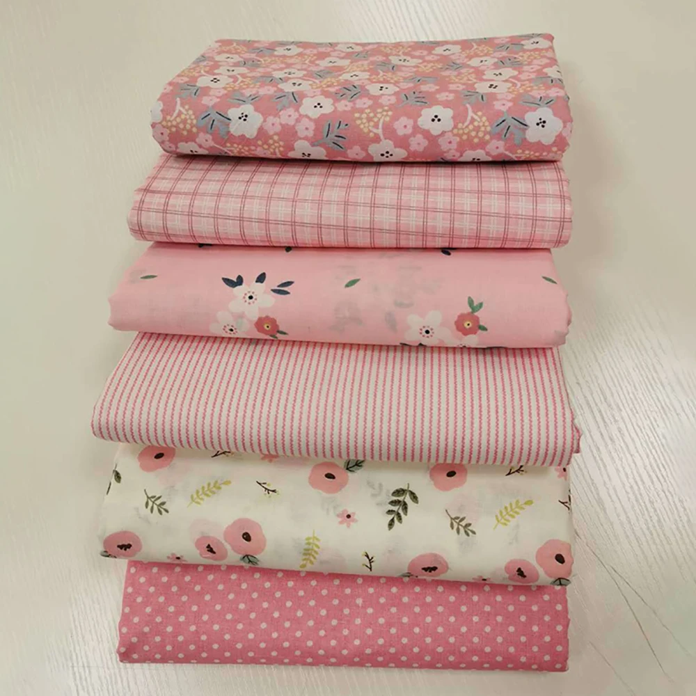 6pcs 25/50cm DIY Floral Cotton Cloth Pre-Cut  Sewing Fabric Handmade Floral Cloth Sewing Patchwork Bundle DIY