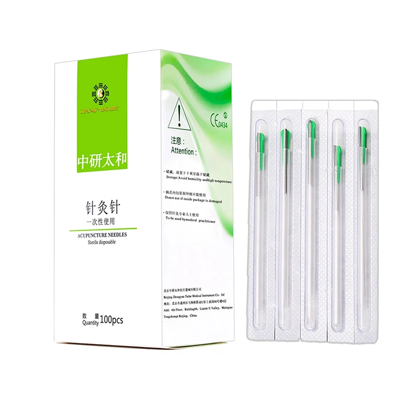 ZHONGYAN TAIHE Acupuncture Needle Sharp Disposable Sterile 100 PCS Each Needle with Indivual Guide Tube Therapy Beauty Massage