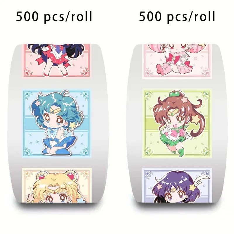 500 sheets/roll new style Sailor Moon Tsukino Usagi roll stickers cartoon animation creative decorative stickers festival gift