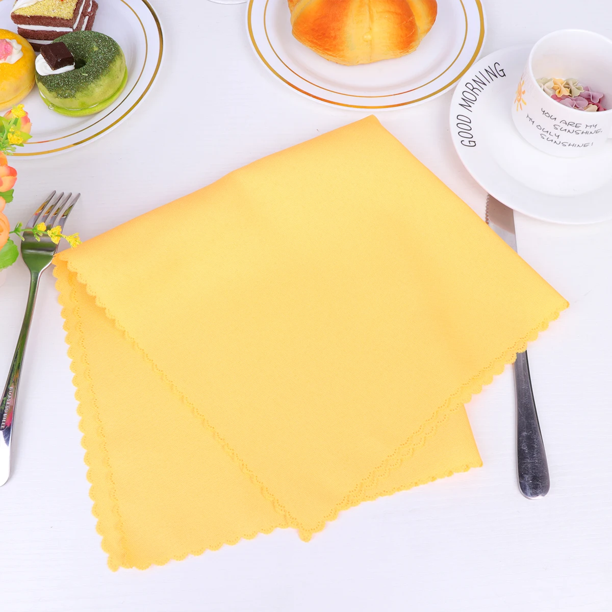 Solid Color Napkin Cloth Washable Linen Placemat Banquet Red Simple Style Tableware Pad Elegant Dinner Useful