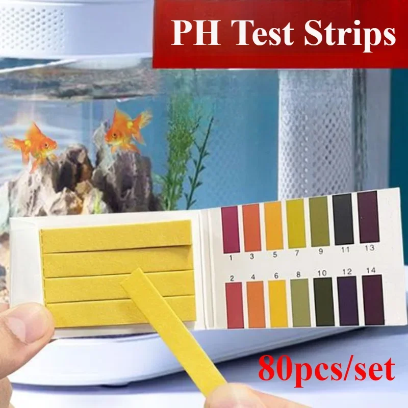 1set PH Test Strip 1-14 Indicator Paper Lab Litmus Tester 80in1 Kit for Aquarium Fish Tank Water Food Pool Testing Alkaline Acid