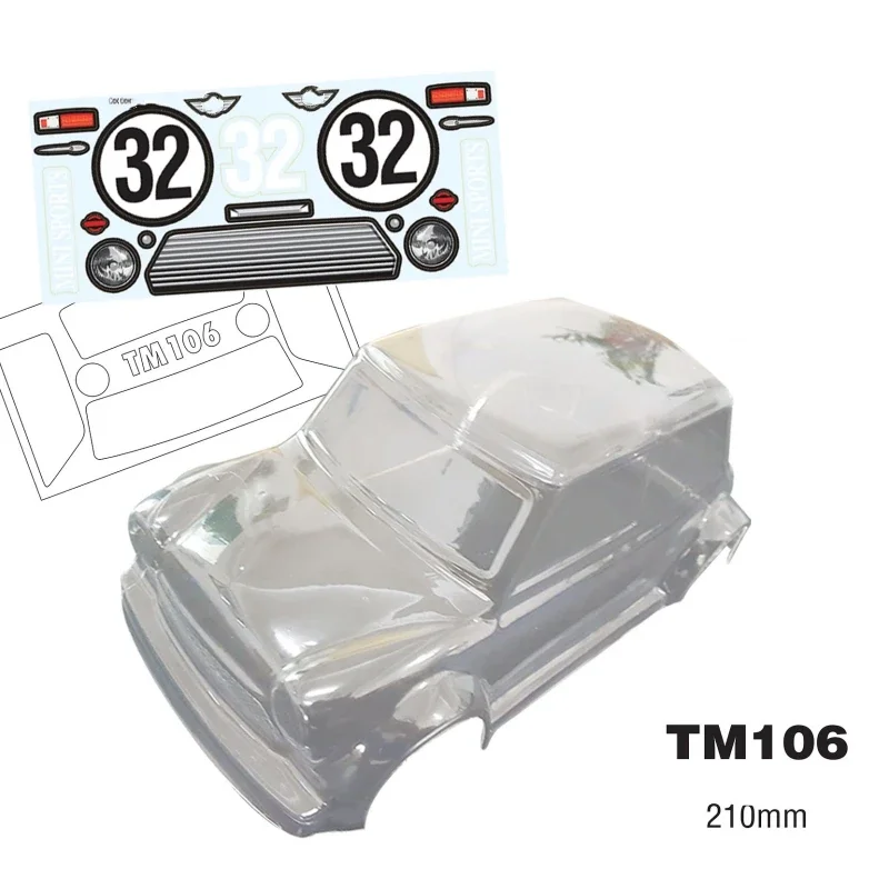 TM106 1/10 Mini Cooper Clear Body Shell, 210mm wheelbase for Tamiya M-Chassis