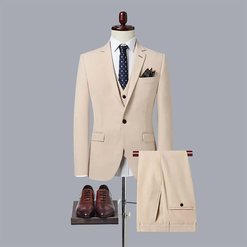 

Men's 3-Piece Suit Set M-7XL 5 Colors Business Casual Slim Fit Blazer Vest Pants Set for Wedding & Office