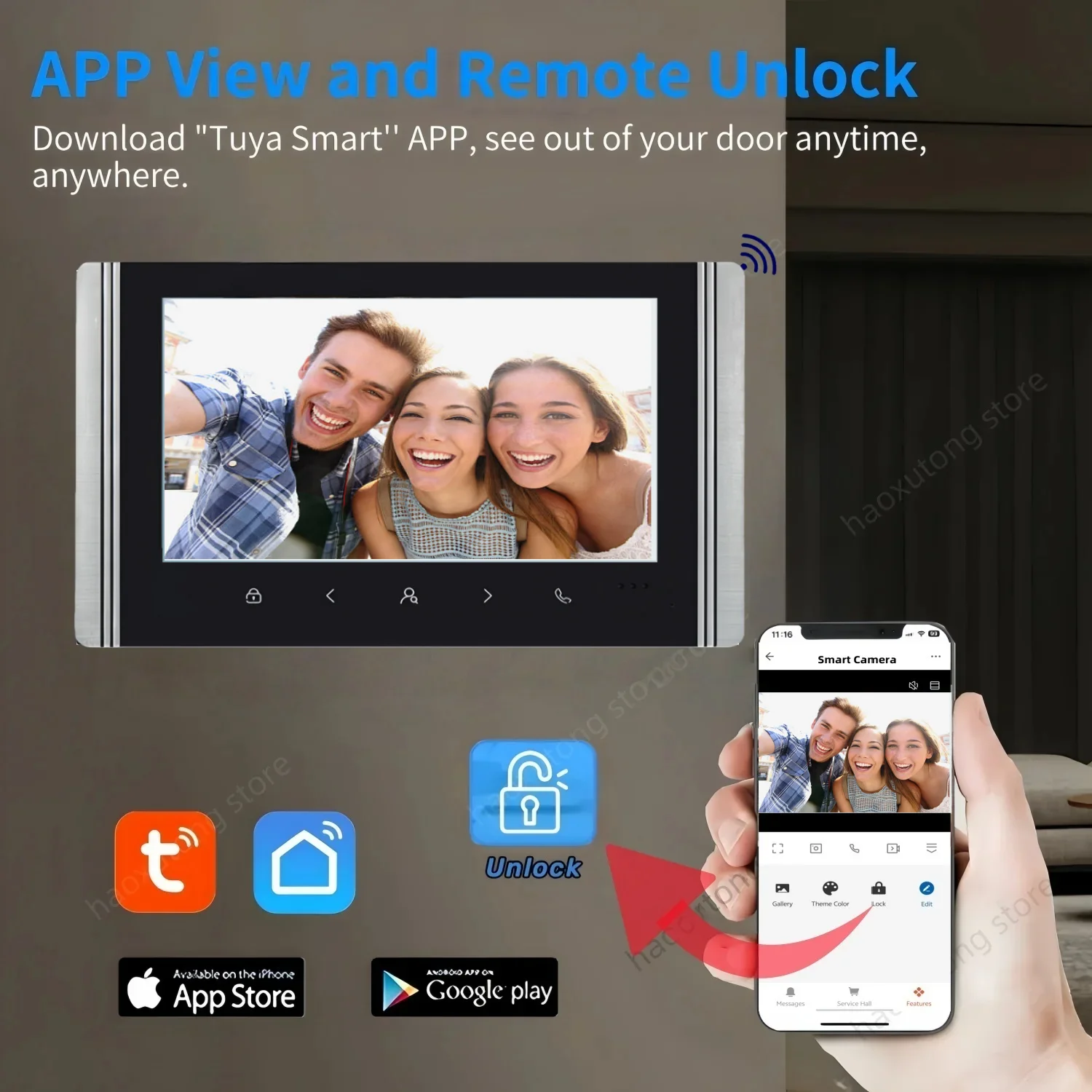Tuya Smart WIFI Video Intercom System 7 Inch Video Doorphone HD 1080P Doorbell Camera Password IC Card Unlock Doorbell for Home
