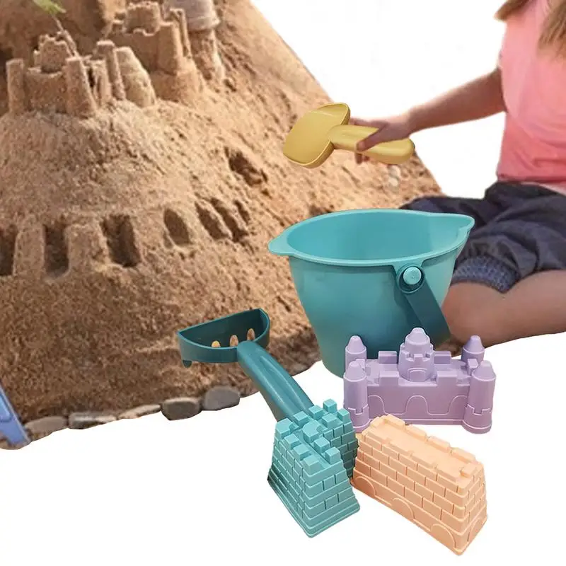 

Beach Sensory Bucket Toy 6 Pcs Beach Toys For Toddlers 6 Pieces Beach Sand Toys Set Includes Bucket Castle Building Molds