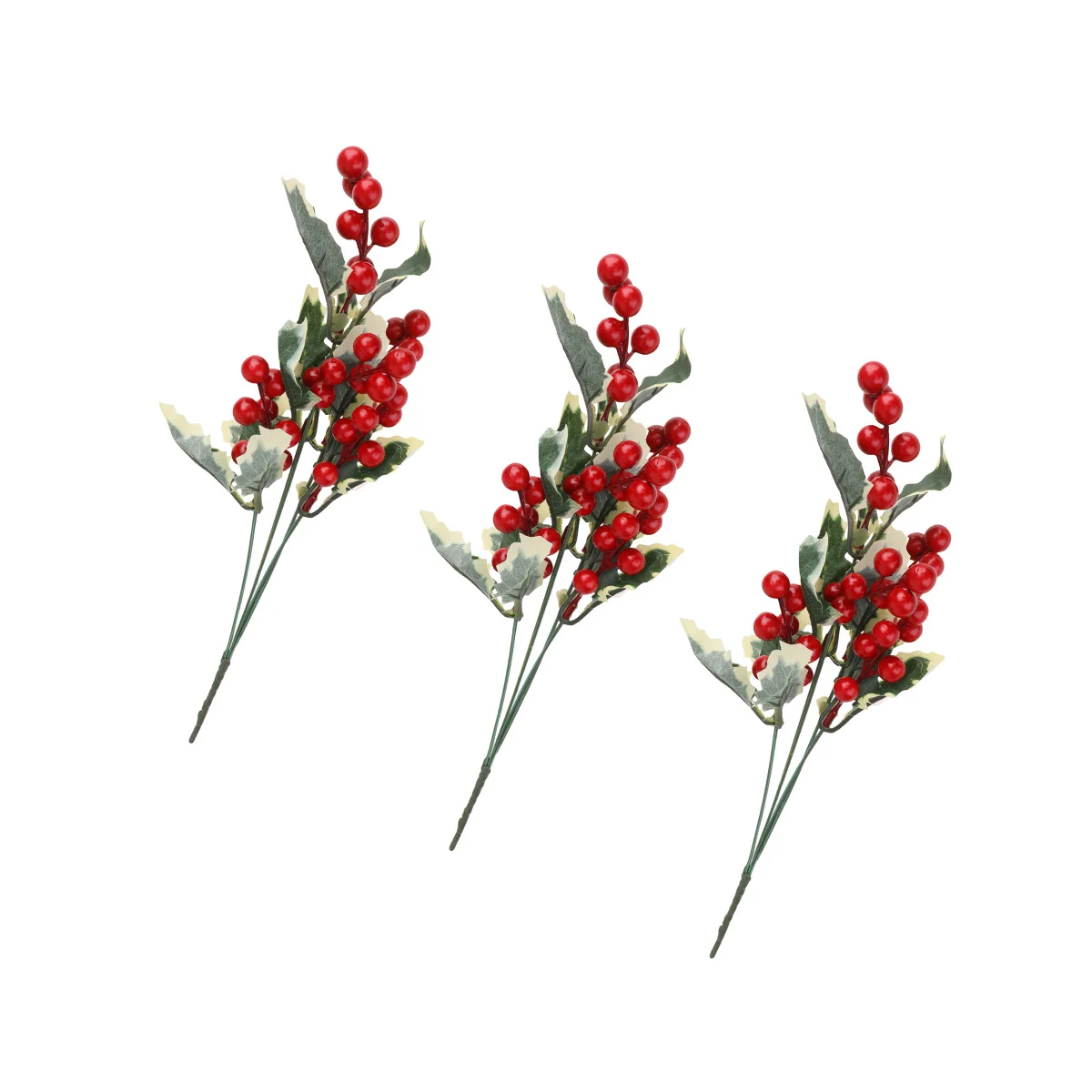 

3Pcs Artificial Pine Needle Red Berry Christmas Decoration Mini Simulation Xmas Flower Branches Party Photography Scene Setup