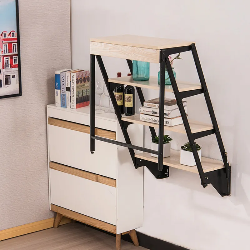 Floating Study    Spring Swing Mounted Convertible Wall Shelf Iron Frame With Legs Desk Kitchen Dining Folding