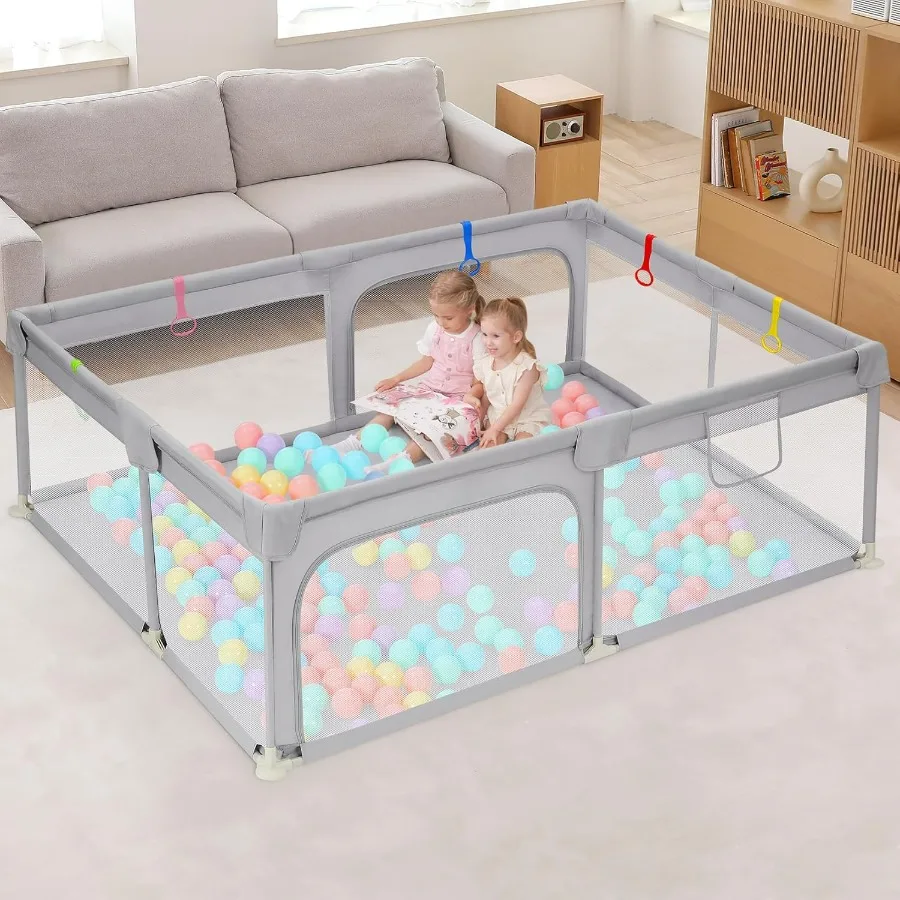 Large Baby Playpen 71×47 Inch, Big Play Pens for Babies and Toddlers- Indoor & Outdoor Kids Safe Play Area, Soft Breathable Visi