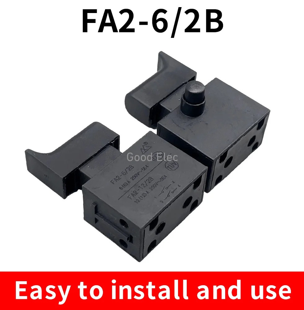 Electric Tool Switch FA2-6/2B Cutting Machine Switch 5A6A Electric Tool Accessories 5 Amps Lock Buckle