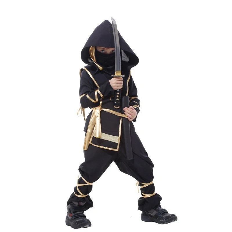 Boys Ninja Deluxe Costume NO Kids with Weapon Accessories Kids Kung Fu Outfit Halloween Ideas Toys