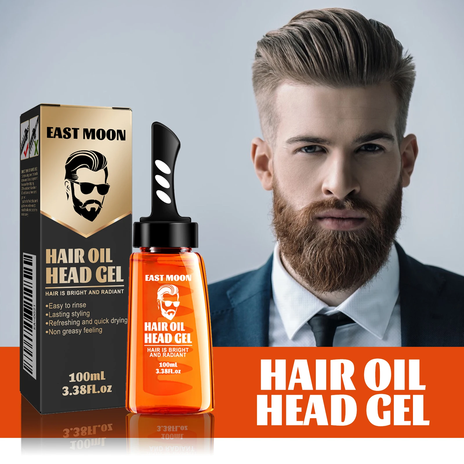 

Мужская восковая расческа для волос East Moon — освежающая и нежирная, стойкая укладка, легкая и не стримана, способствующая жирности