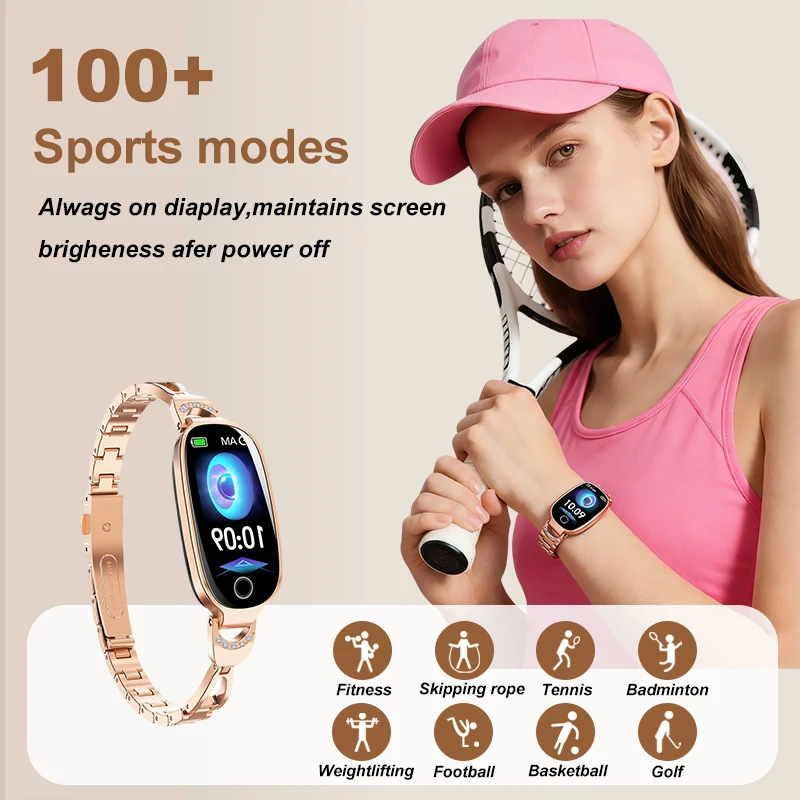 

2026 Latest Model QC W03 Women's Smartwatch Bracelet-style Waterproof Metal Strap Heart Rate, Blood Oxygen, Stress,