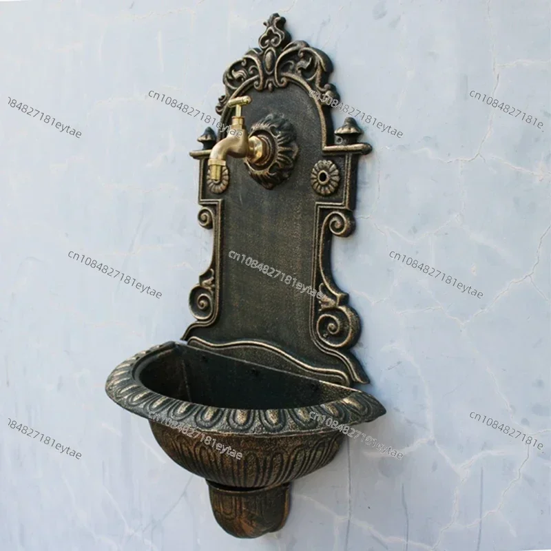 Antique Gold Cast Iron Wall Mounted Hand Sink Farm House Home Garden Decor Heavy Metal Wash Stand Handmade Wall Decor Wash Basin