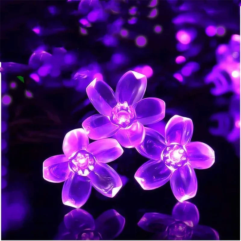 1pc 5/7/12/22M Solar String Sakura Lichter 20/50/100/200LEDS Im Freien Wasserdichte Festival Garten Dekorative Lichter – Detail 14