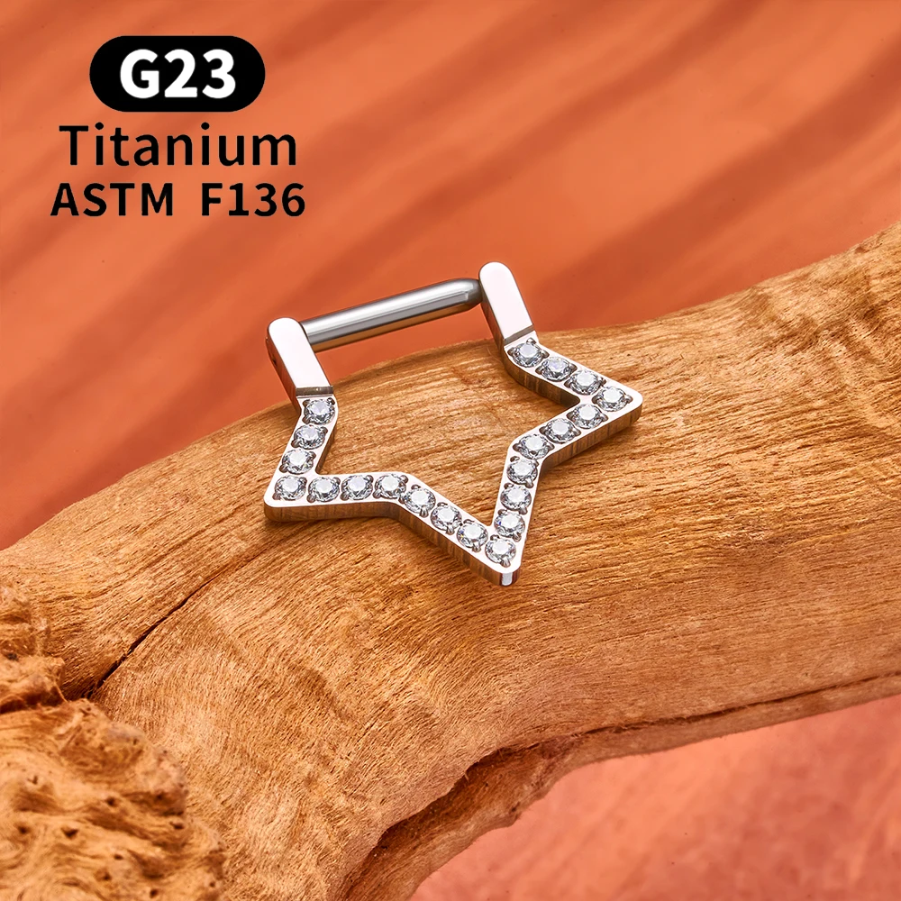 ASTM F136 G23 Titanium Geometric Star Earrings Lobe Tragus Cartilage Helix Piercing Ear Ring 14G Zircon Women Body Jewelry