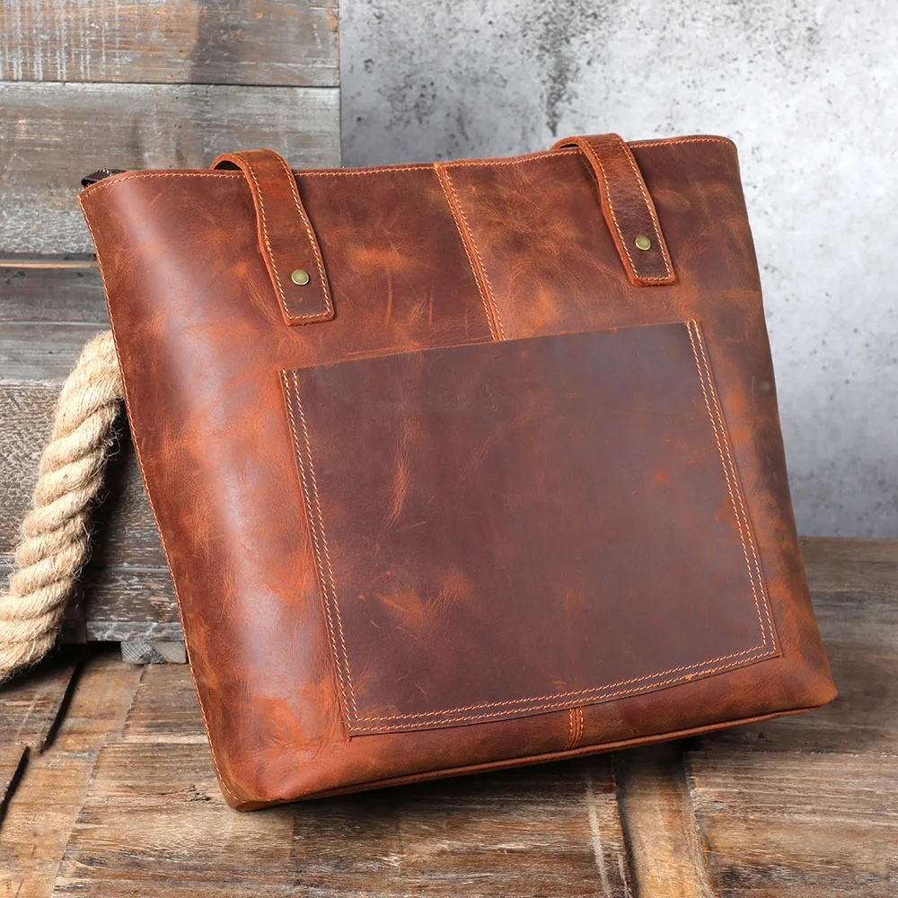 S.WORKER Vintage-Aktentasche aus hochwertigem Leder für Herren, Business-Handtasche, Laptoptasche, Unisex-Einkaufstasche mit großem Fassungsvermögen – Detail 17