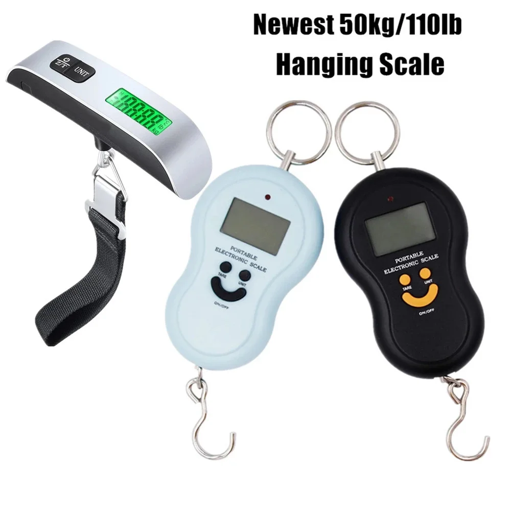 Portable 50Kg 10g Hanging Scale  Digital Scale BackLight Electronic  Fishing Weights Pocket Scale Luggage Scales Black